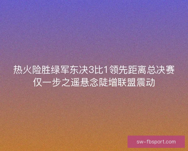 热火险胜绿军东决3比1领先距离总决赛仅一步之遥悬念陡增联盟震动