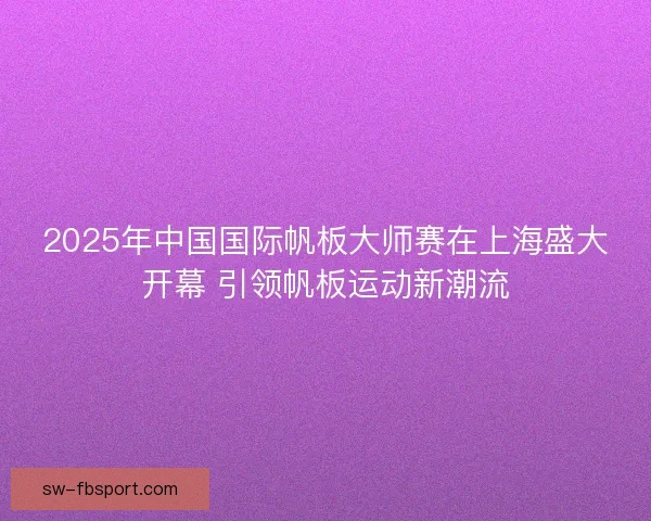 2025年中国国际帆板大师赛在上海盛大开幕 引领帆板运动新潮流